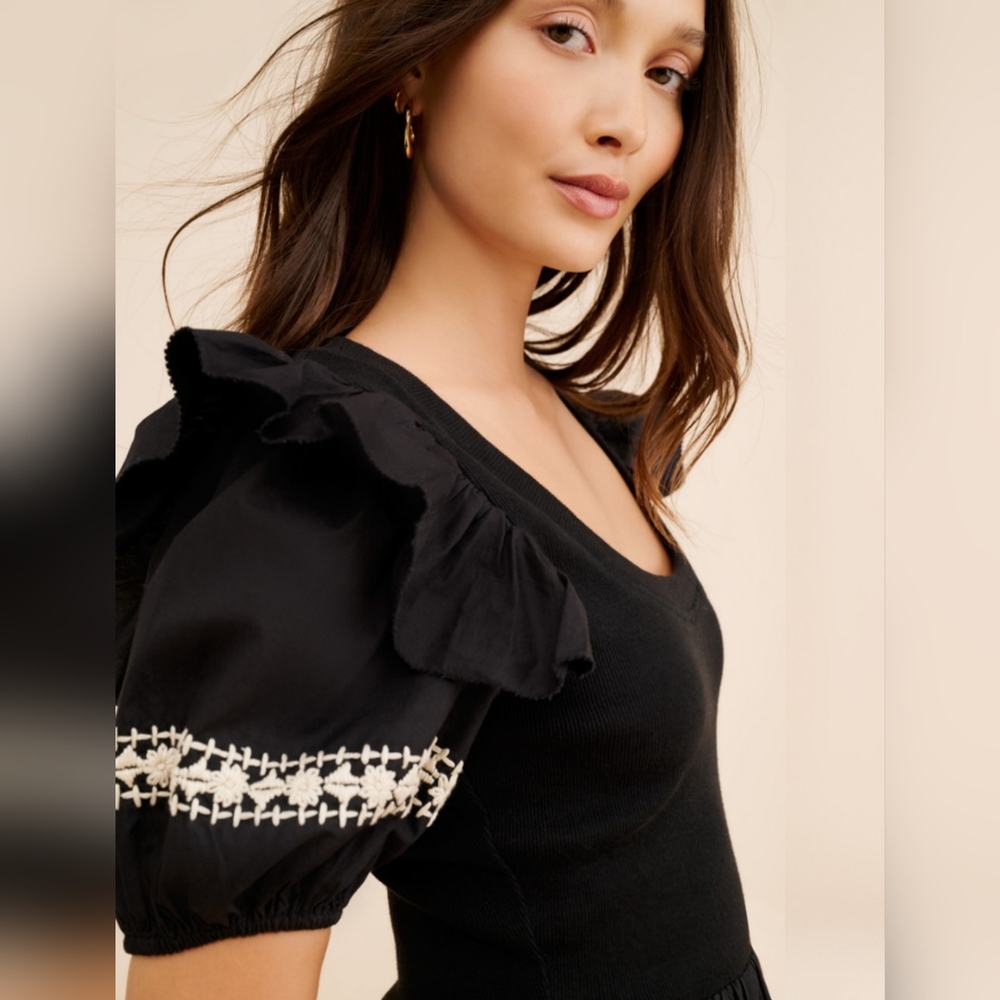 Cleobella Selman Organic Cotton Black Modi Dress Size M - Picture 3 of 13